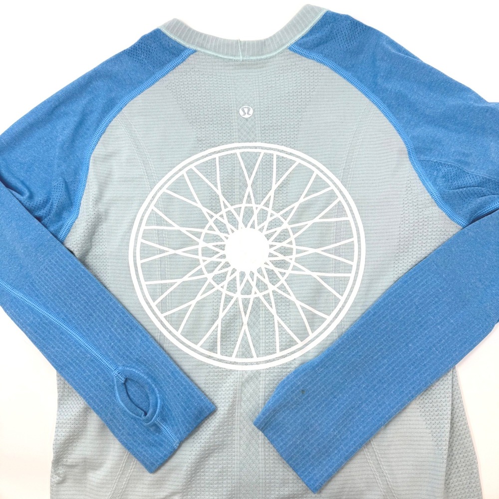 Lululemon Swiftly Tech Long Sleeve Graphic Running Top Womens Size 8 Thumbholes‎